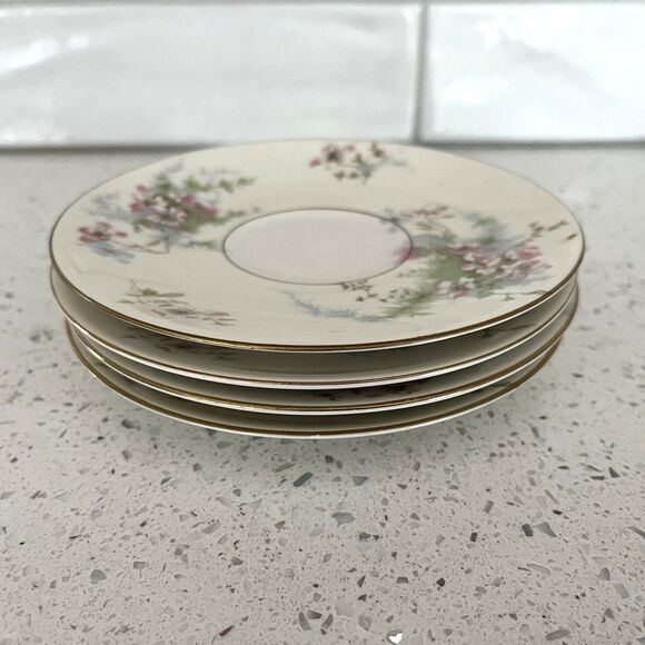 Haviland Apple Blossom (New York) 4 Saucers (For Footed Cup) Gold Trim USA - Picture 2 of 3